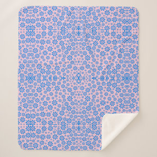 Couverture Sherpa Fleurs minuscules Motif.Bleu 02.b Rose BG