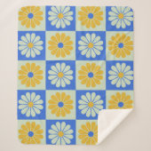 Couverture Sherpa Fleurs moisissures du milieu du siècle rétro en bl (Devant)