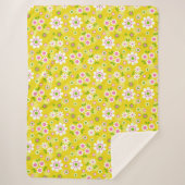 Couverture Sherpa Fleurs Mood Rétro Jaune & Blanc (Devant)