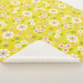 Couverture Sherpa Fleurs Mood Rétro Jaune & Blanc (3/4)