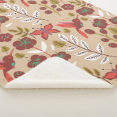 Couverture Sherpa Fleurs motifs florales sans soudure, oiseaux, papi (3/4)