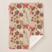 Couverture Sherpa Fleurs motifs florales sans soudure, oiseaux, papi (Devant)