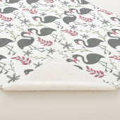 Couverture Sherpa Fleurs motifs roses flamingo sans coutures, feuill (3/4)