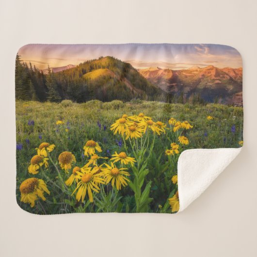 Couverture Sherpa Fleurs | Mountain Meadow Crested Butte Colorado (Devant (Horizontal))