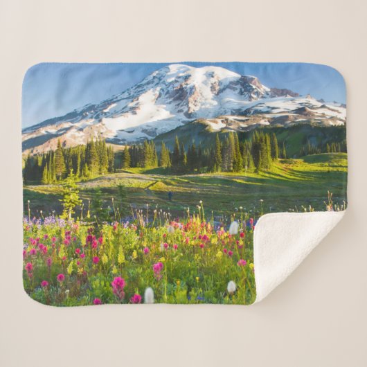 Couverture Sherpa Fleurs | Mt. Rainier Fleurs sauvages (Devant (Horizontal))