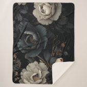 Couverture Sherpa Fleurs noires et blanches (Devant)