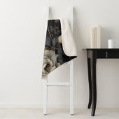 Couverture Sherpa Fleurs noires et blanches (En situation)