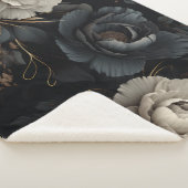 Couverture Sherpa Fleurs noires et blanches (3/4)