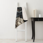 Couverture Sherpa Fleurs noires et blanches (En situation)