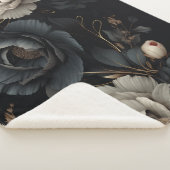 Couverture Sherpa Fleurs noires et blanches (3/4)
