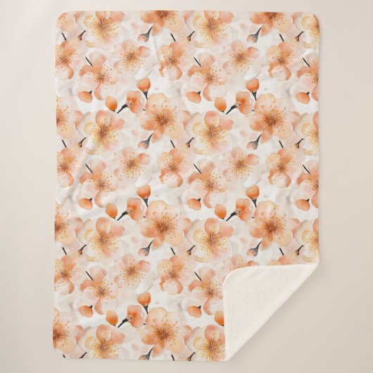 Couverture Sherpa Fleurs Orange Croire (Devant)