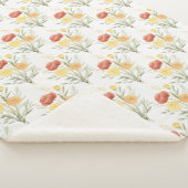 Couverture Sherpa Fleurs Orange Jaune Rouge (3/4)