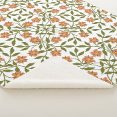 Couverture Sherpa Fleurs orange, Motif Floral, Verdure, Boho (3/4)