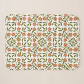 Couverture Sherpa Fleurs orange, Motif Floral, Verdure, Boho (Devant (Horizontal))