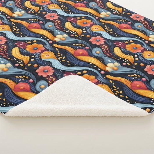 Couverture Sherpa Fleurs orange vives et colorées Abstraites (3/4)