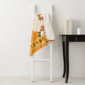 Couverture Sherpa Fleurs Oranges, Motif De Fleurs, Votre Nom (En situation)