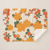 Couverture Sherpa Fleurs Oranges, Motif Floral, Motif De Fleurs (Devant (Horizontal))