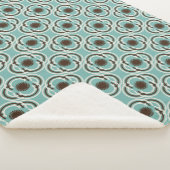 Couverture Sherpa Fleurs ou yeux - turquoise et marron (3/4)