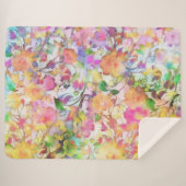 Couverture Sherpa Fleurs pastel (Devant (Horizontal))