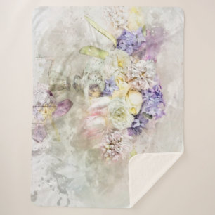 Couverture Sherpa *~* Fleurs Pastel AR26 Classique Moderne Romantiqu