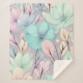 Couverture Sherpa Fleurs pastel et Feuilles sur Arrière - plan viole (Devant)