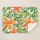 Couverture Sherpa Fleurs peintes à la main et de vacances (Devant (Horizontal))