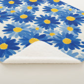 Couverture Sherpa Fleurs peintes bleu et jaune (3/4)