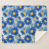 Couverture Sherpa Fleurs peintes bleu et jaune (Devant (Horizontal))