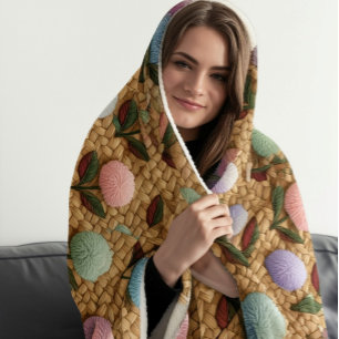 Couverture Sherpa Fleurs Pom-Pom Douces avec une touche de fantaisie