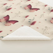 Couverture Sherpa Fleurs printanières vintage & papillon rose tendre (3/4)
