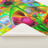 Couverture Sherpa Fleurs psychédéliques Abstraites (3/4)