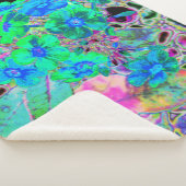 Couverture Sherpa Fleurs psychédéliques vert citron et bleu (3/4)