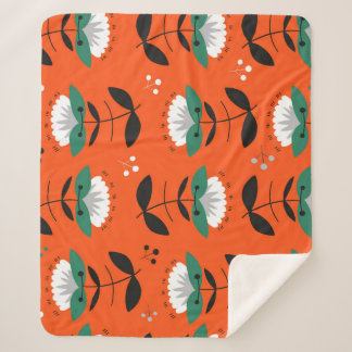 Couverture Sherpa Fleurs rétro, feuille : motif sans soudure.