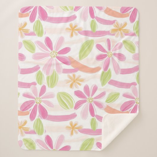 Couverture Sherpa Fleurs Rétro Pastel (2) (Devant)