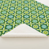 Couverture Sherpa Fleurs rétro vertes (3/4)