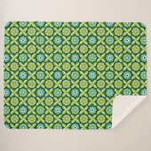 Couverture Sherpa Fleurs rétro vertes (Devant (Horizontal))