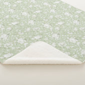 Couverture Sherpa Fleurs romantiques vert blanc (3/4)