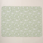 Couverture Sherpa Fleurs romantiques vert blanc (Devant (Horizontal))