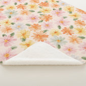 Couverture Sherpa Fleurs Rose Jaune Bleu Pêche (3/4)