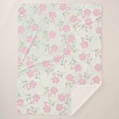 Couverture Sherpa Fleurs Rose Tendre (Devant)