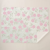 Couverture Sherpa Fleurs Rose Tendre (Devant (Horizontal))