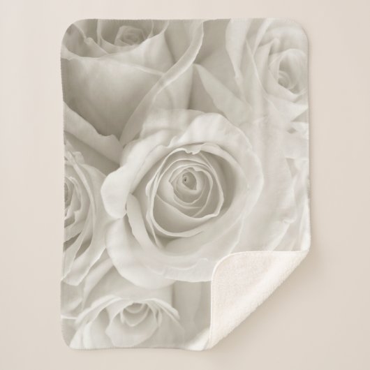 Couverture Sherpa Fleurs | Roses blanches (Devant)