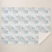 Couverture Sherpa Fleurs roses bleues romantiques  (Devant (Horizontal))
