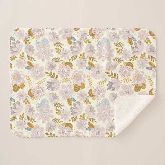 Couverture Sherpa Fleurs roses délicates (Devant (Horizontal))