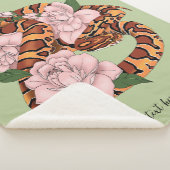 Couverture Sherpa Fleurs roses du serpent de maïs vert (3/4)