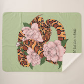 Couverture Sherpa Fleurs roses du serpent de maïs vert (Devant (Horizontal))
