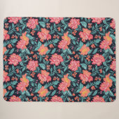 Couverture Sherpa Fleurs roses et coraux (Devant (Horizontal))