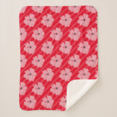 Couverture Sherpa Fleurs Roses Et Rayures (Devant)