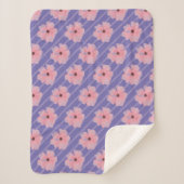 Couverture Sherpa Fleurs Roses Et Rayures (Devant)