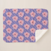 Couverture Sherpa Fleurs Roses Et Rayures (Devant (Horizontal))